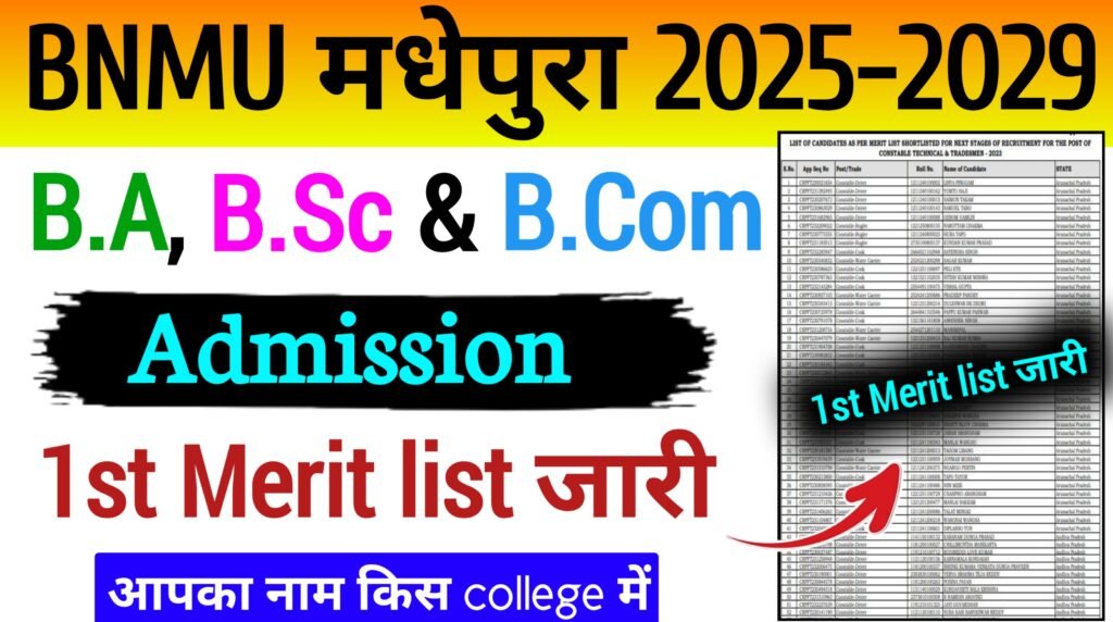 BNMU University Madhepura UG admisiion 1st merit list 2025